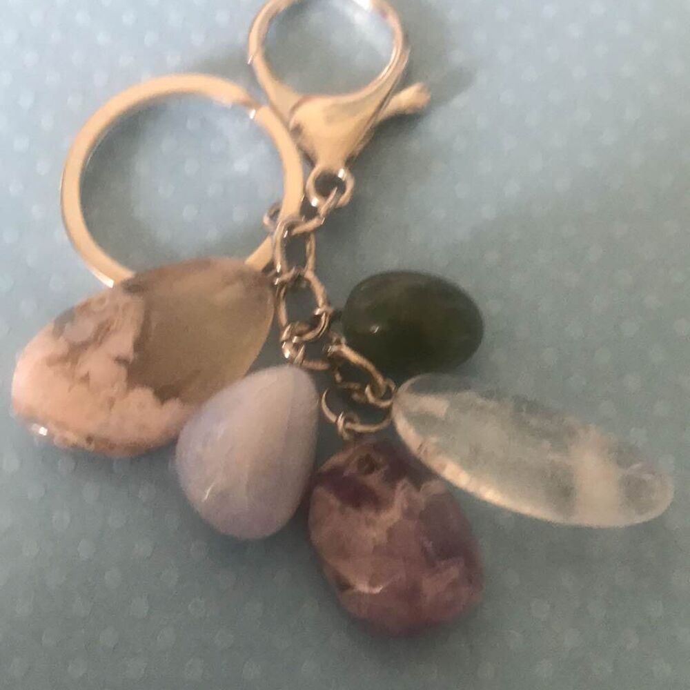 Keychain with 5 gemstones crystals